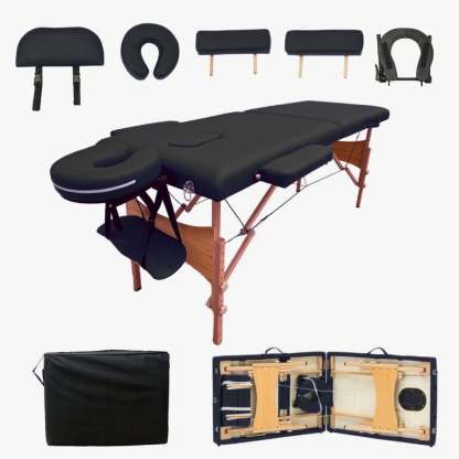 CAMILLA PARA MASAJE PLEGABLE PORTÁTIL Y RECLINABLE COLOR NEGRO LENIVÉ LENIVE CAMA-1N
