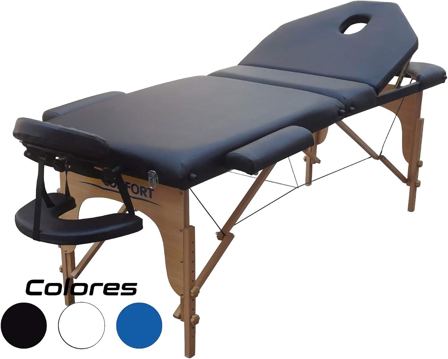 Nanofort Cama Masaje Camilla Spa Reclinable Ligera Estuche Portatil Profesional Mesa de Masaje Cabecera Portabrazos Fisioterapia Tatuaje Tattoo (Blanco)