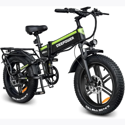 H20pro Bicicleta Electrica, Motor 2000W, 32mph, 55-75 Millas de Alcance, Batería extraíble 52V 25Ah, 20" Fat Tire Plegable Bicicleta Electrica de Montaña para Adultos, Doble Amortiguador