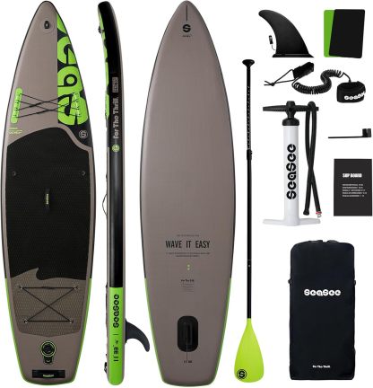 SEASEESUP Tablas de Remo inflables con Accesorios Sup, Tabla de Remo de 12 pies, Duradera, Ligera, diseño Estable de 33 Pulgadas de Ancho para Adultos con sobrepeso
