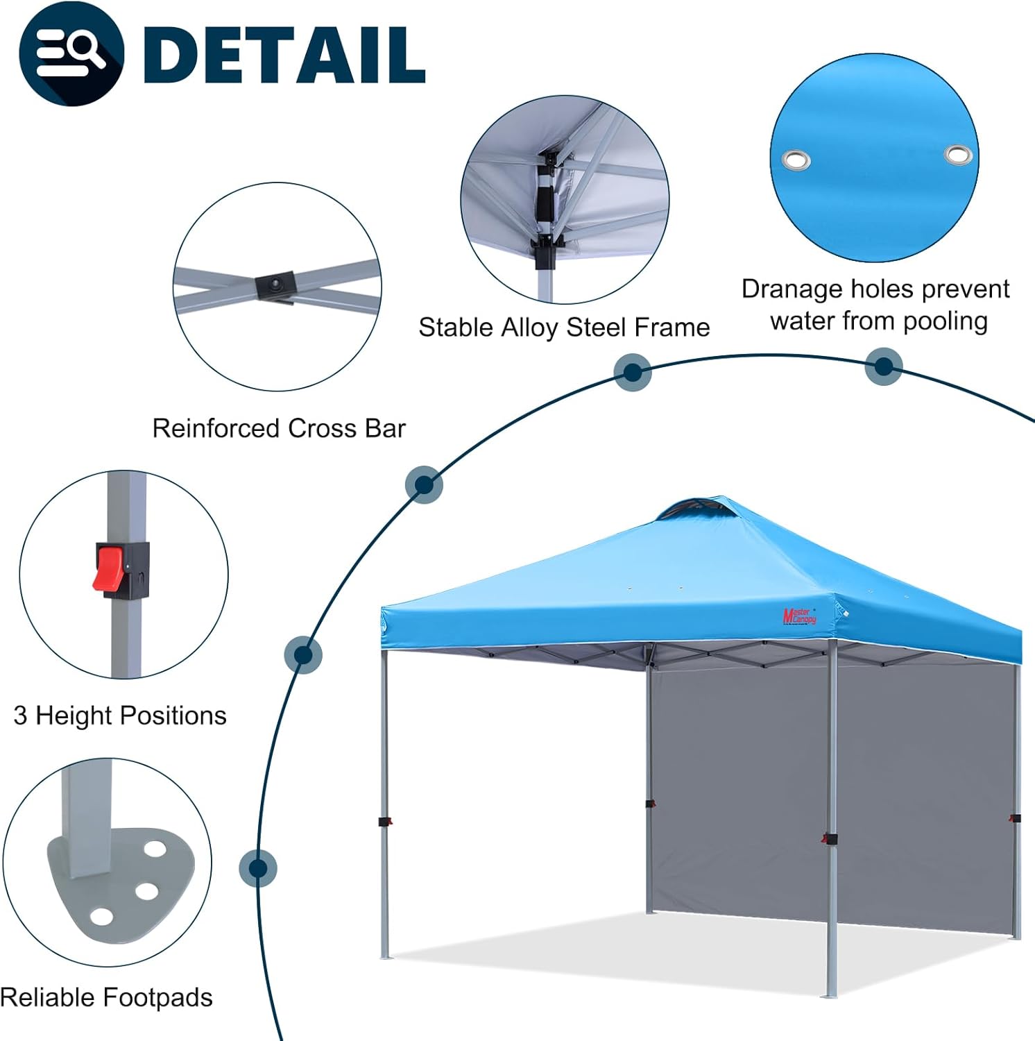 MASTERCANOPY - Tienda de campaña desplegable con 1 Pared Lateral