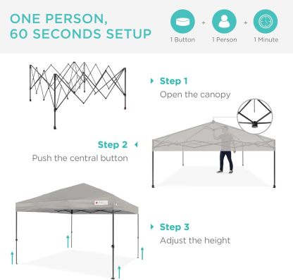 Best Choice Products - Toldo de armado fácil de 1 persona con un botón, tienda portátil e instantánea, funda, 3 x 3 metros, 4 bolsas de peso, color azul