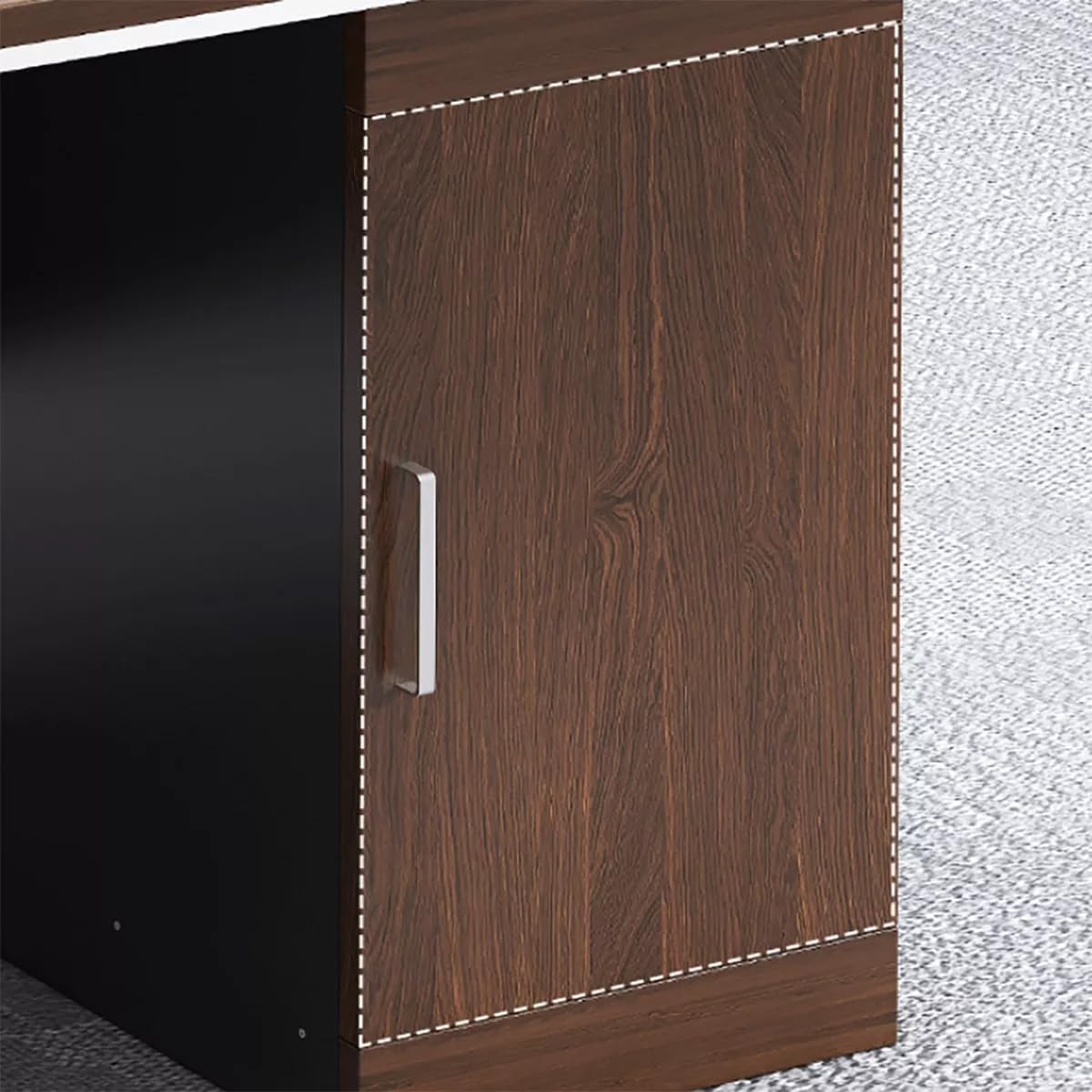 UNKKS Escritorio,Escritorio con 3 Cajones de Archivos, Escritorio de Oficina en Casa de Madera, Escritorio Oficina, Escritorio para Pc Negro Mate Nogal,Escritorio Grande con Ilave 120X60X77CM