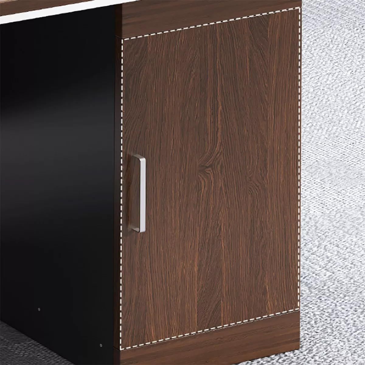 UNKKS Escritorio,Escritorio con 3 Cajones de Archivos, Escritorio de Oficina en Casa de Madera, Escritorio Oficina, Escritorio para Pc Negro Mate Nogal,Escritorio Grande con Ilave 120X60X77CM
