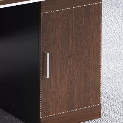 UNKKS Escritorio,Escritorio con 3 Cajones de Archivos, Escritorio de Oficina en Casa de Madera, Escritorio Oficina, Escritorio para Pc Negro Mate Nogal,Escritorio Grande con Ilave 120X60X77CM