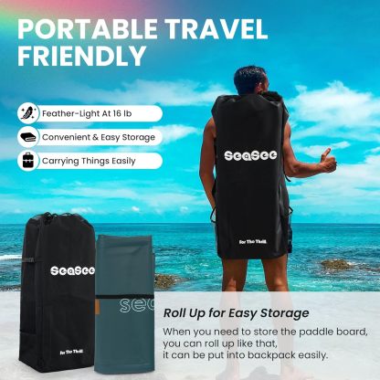 SEASEESUP Tablas de Remo inflables con Accesorios Sup, Tabla de Remo de 12 pies, Duradera, Ligera, diseño Estable de 33 Pulgadas de Ancho para Adultos con sobrepeso