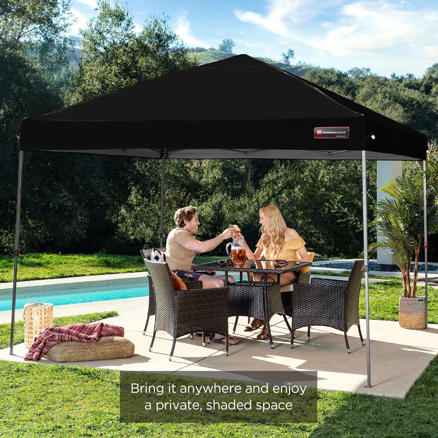 Best Choice Products - Toldo de armado fácil de 1 persona con un botón, tienda portátil e instantánea, funda, 3 x 3 metros, 4 bolsas de peso, color azul