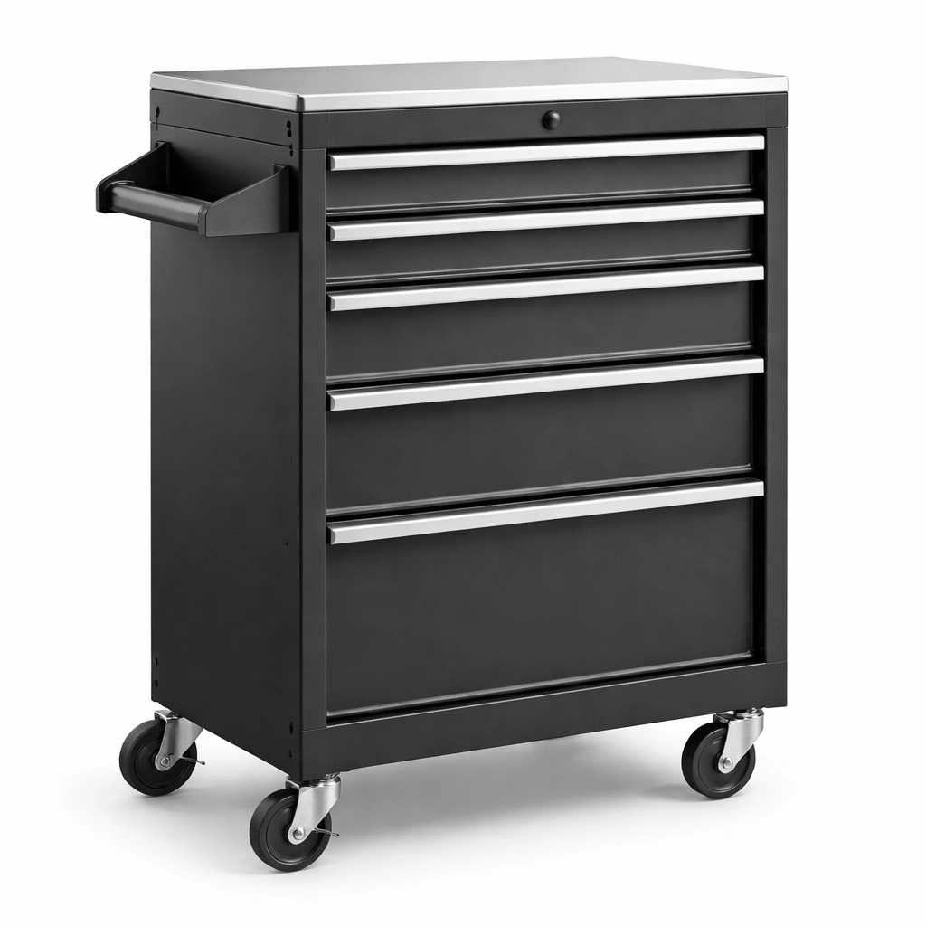 Carro de herramientas metálico con 5 cajones y ruedas-furncora