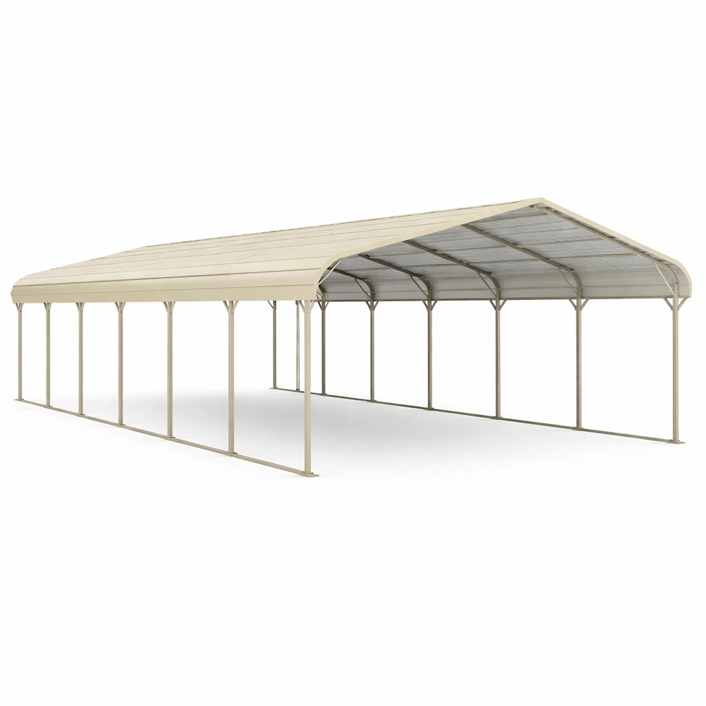 Cochera de acero galvanizado beige 900x300x280 cm-furncora