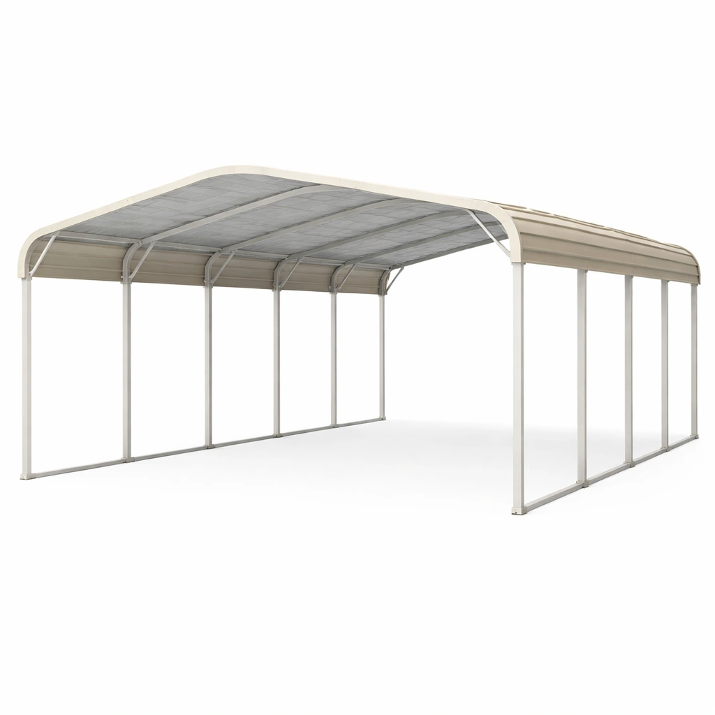 Cochera de metal para coches 600x300x280 cm beige-furncora