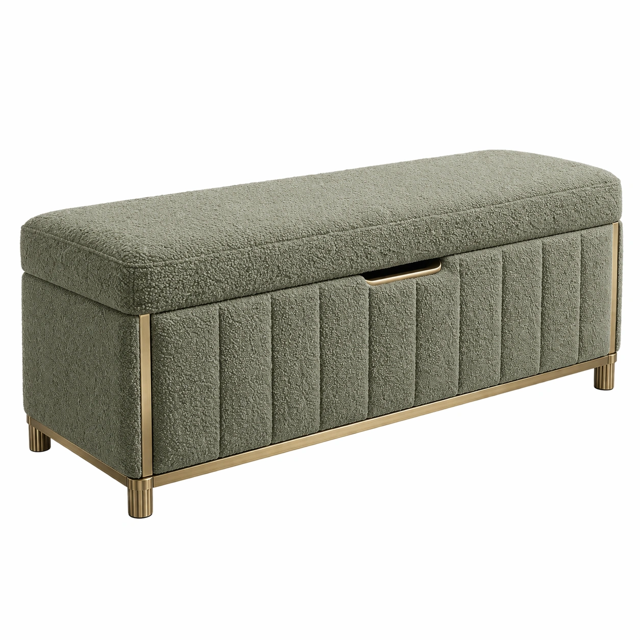 Banco con almacenamiento de poliéster verde con base metálica-furncora