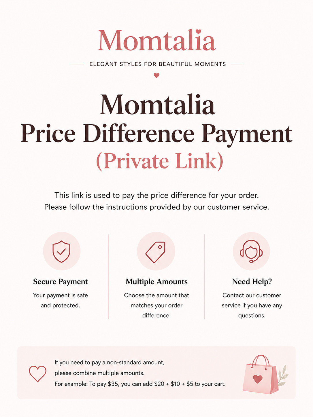 Momtalia Price Difference Payment