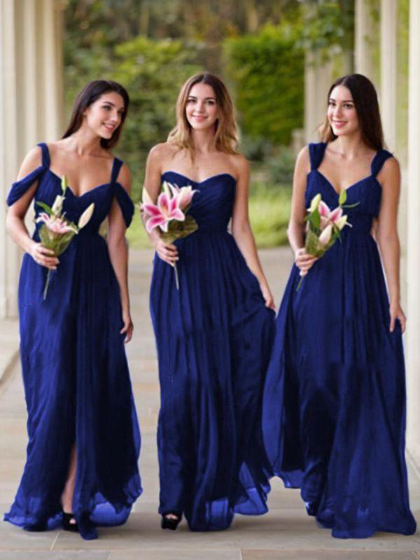 Trendy A-line Sleeveless Floor-Length Chiffon Bridesmaid Dress