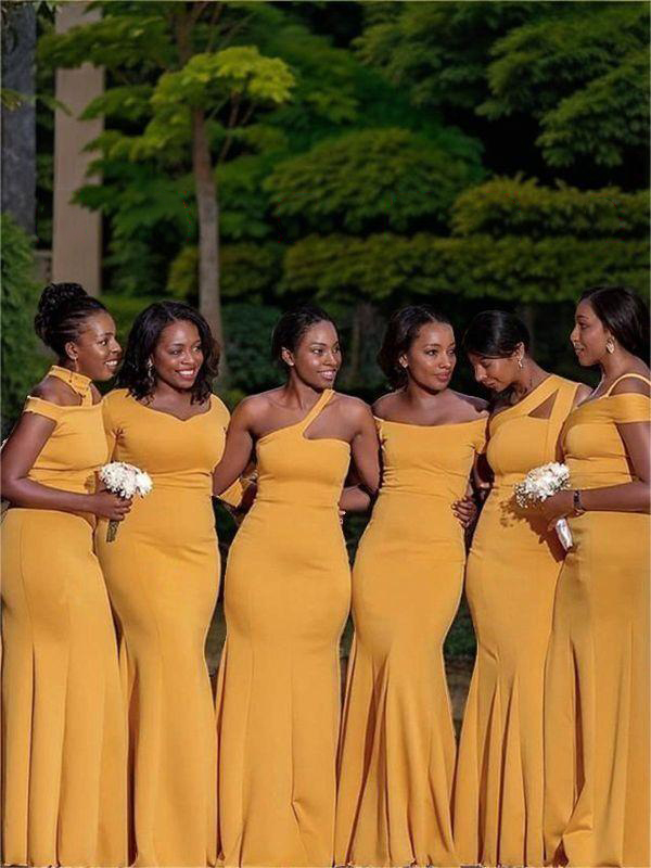 Sheath/Column Show-stopping V-Neck Sleeveless Floor-Length Stretch Crepe Bridesmaid Dress