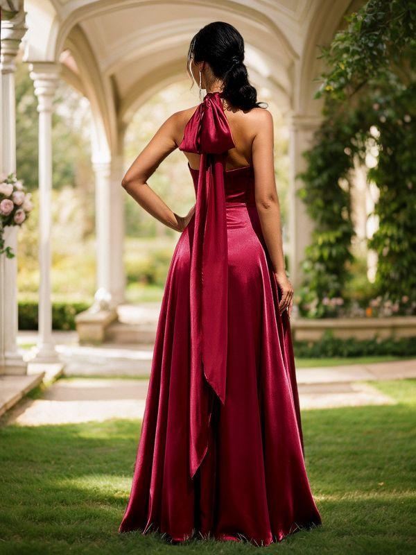 Perfect A-line Floor-Length Silk Like Satin Convertible Bridesmaid Dress With Slit
