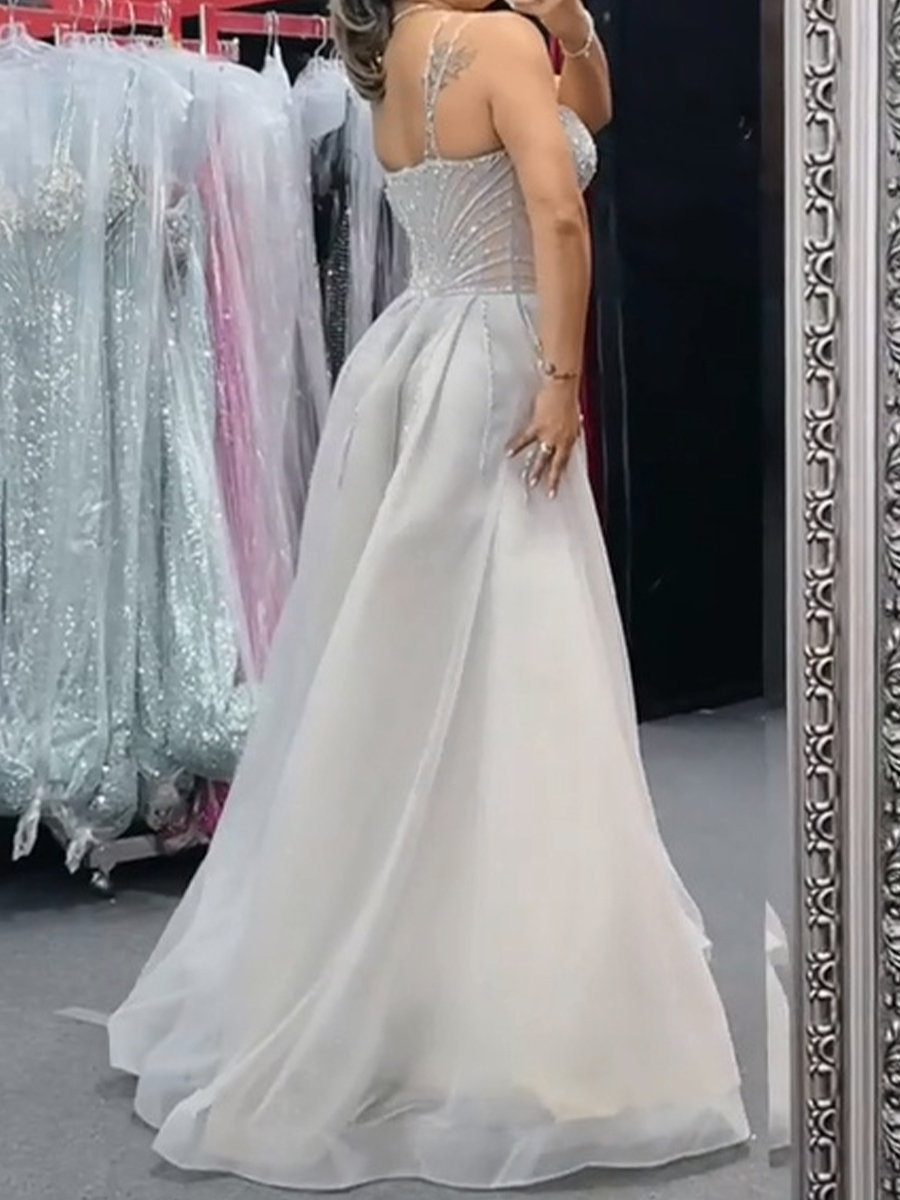 Sheath/Column Spaghetti Straps Beading Sweep Train Mother of the Bride Dresses