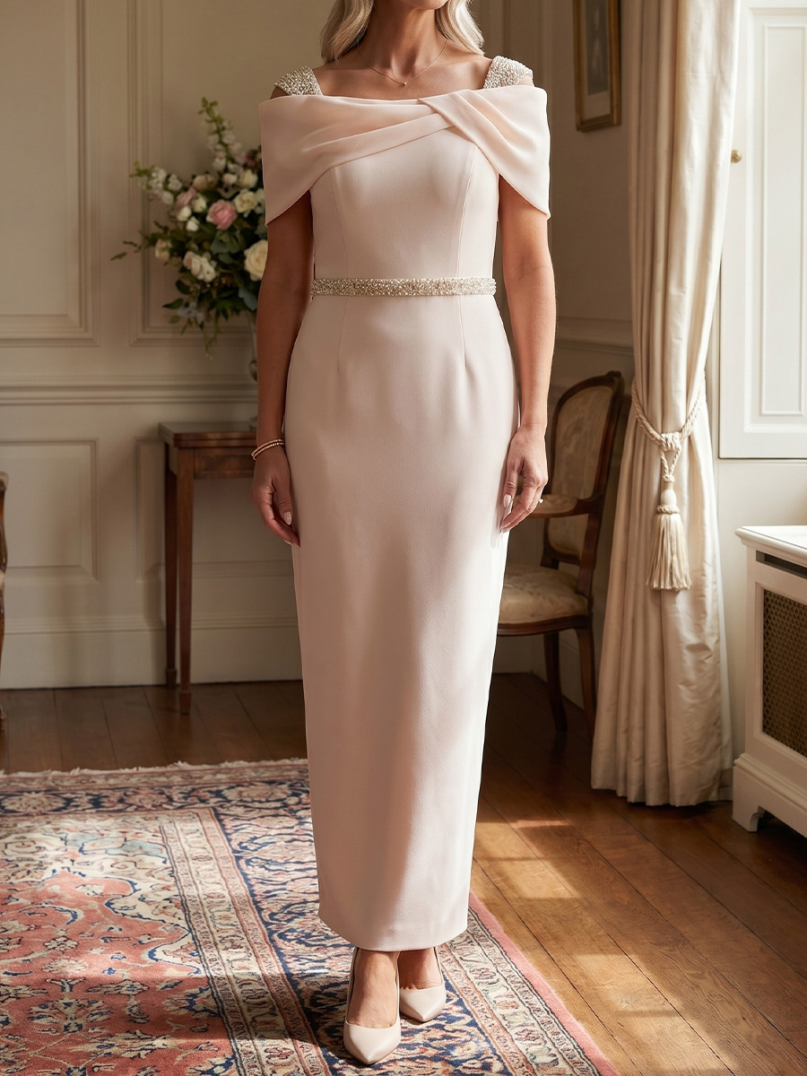 Sheath/Column Square Bow Ankle-Length Chiffon Mother of the Bride Dresses