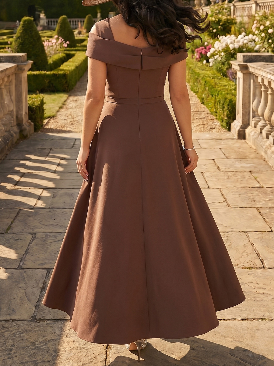Sheath/Column Square Bow Ankle-Length Satin Mother of the Bride Dresses