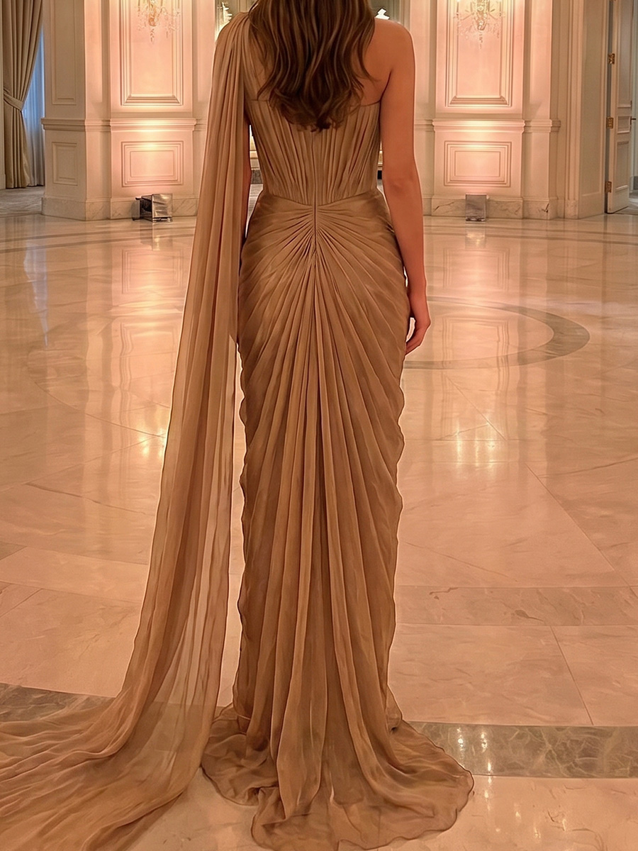 Sheath/Column One-Shoulder Floor-Length Chiffon Mother of the Bride Dresses