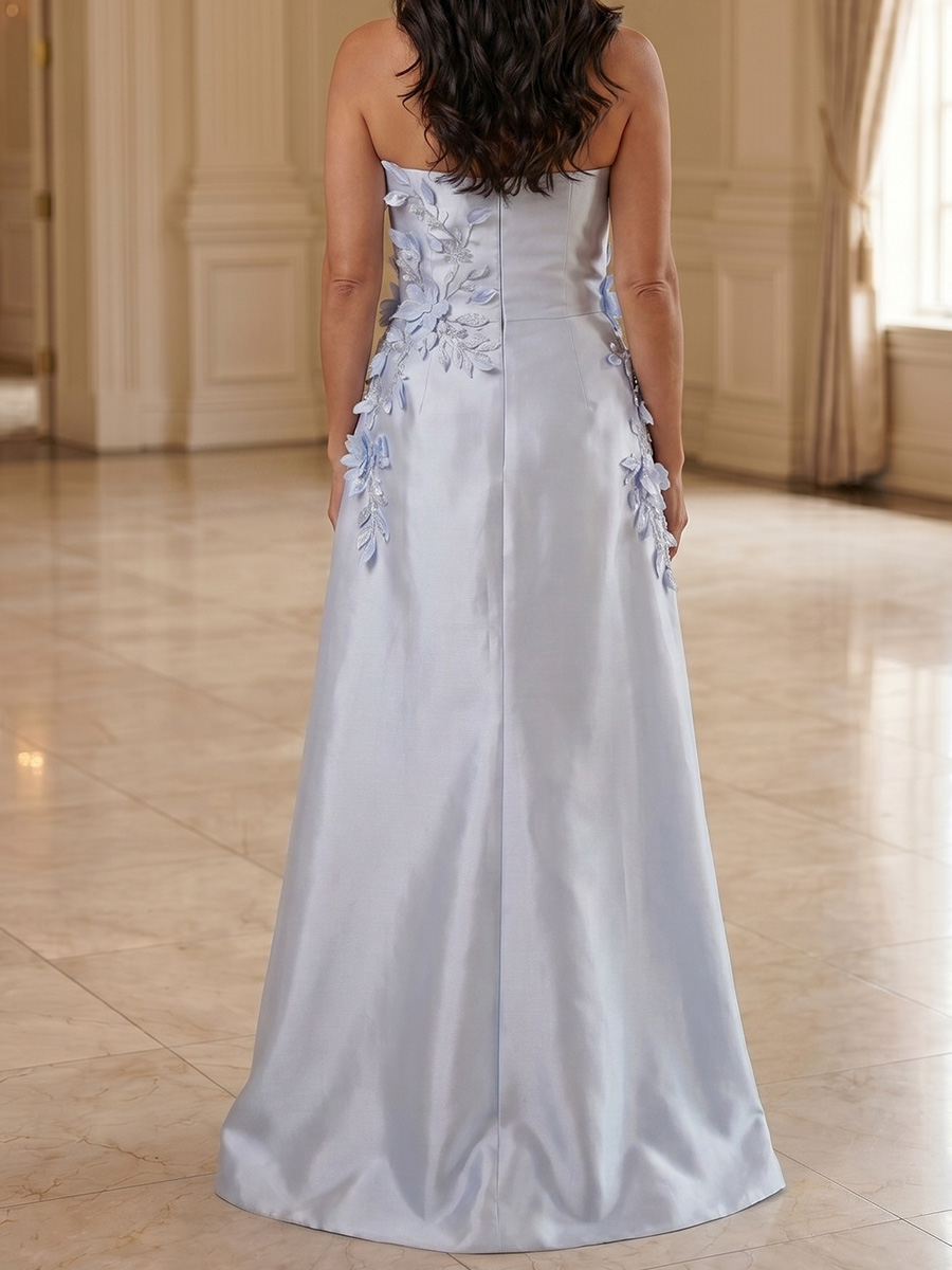 Sheath/Column Straight Flower Floor-Length Satin Mother of the Bride Dresses