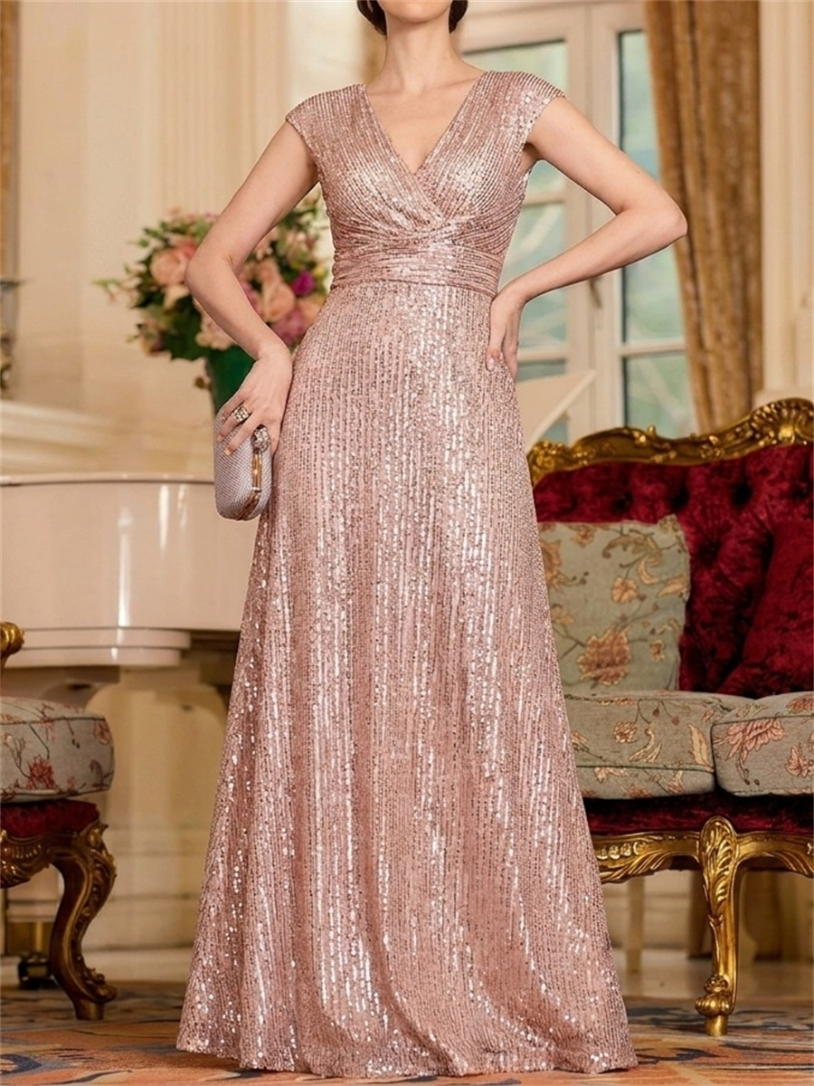 A-line/Princess V-neck Pleated Floor-Length Mother of the Bride Dresses