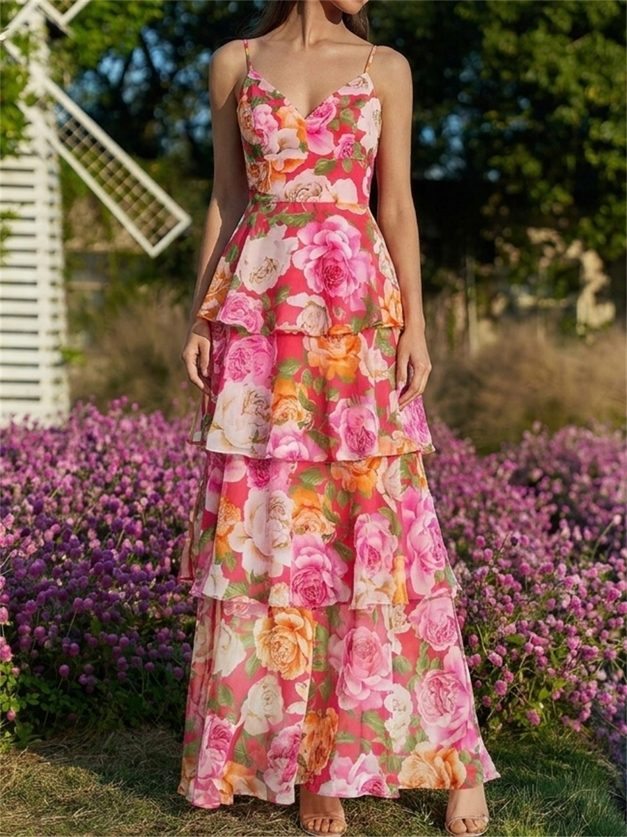 A-line/Princess Spaghetti Straps Cascading Ruffles Ankle-Length Chiffon Mother of the Bride Dresses