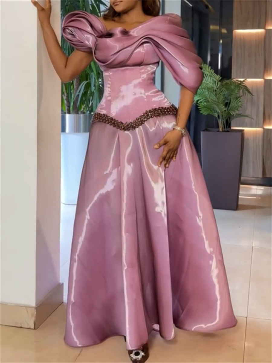 A-line/Princess One-Shoulder Rhinestone Floor-Length Mother of the Bride Dresses