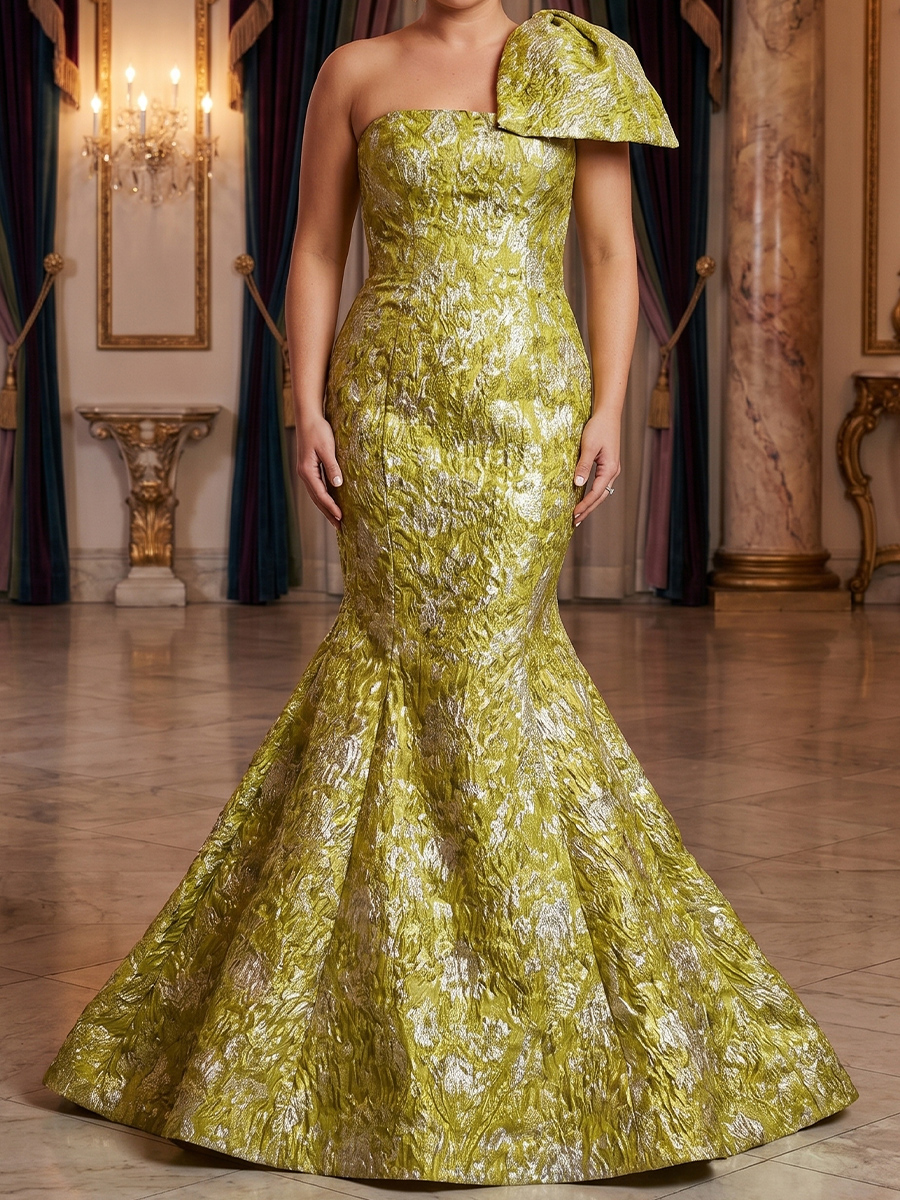 Trumpet/Mermaid One-Shoulder Bow Floor-Length Satin Mother of the Bride Dresses