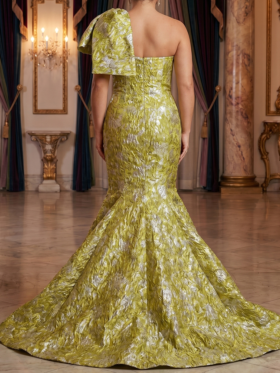 Trumpet/Mermaid One-Shoulder Bow Floor-Length Satin Mother of the Bride Dresses