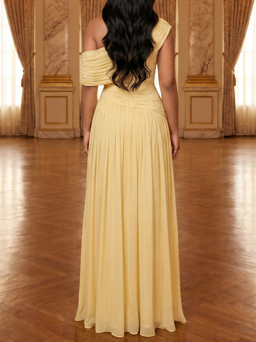 A-line/Princess One-Shoulder Ruffles Floor-Length Chiffon Mother of the Bride Dresses