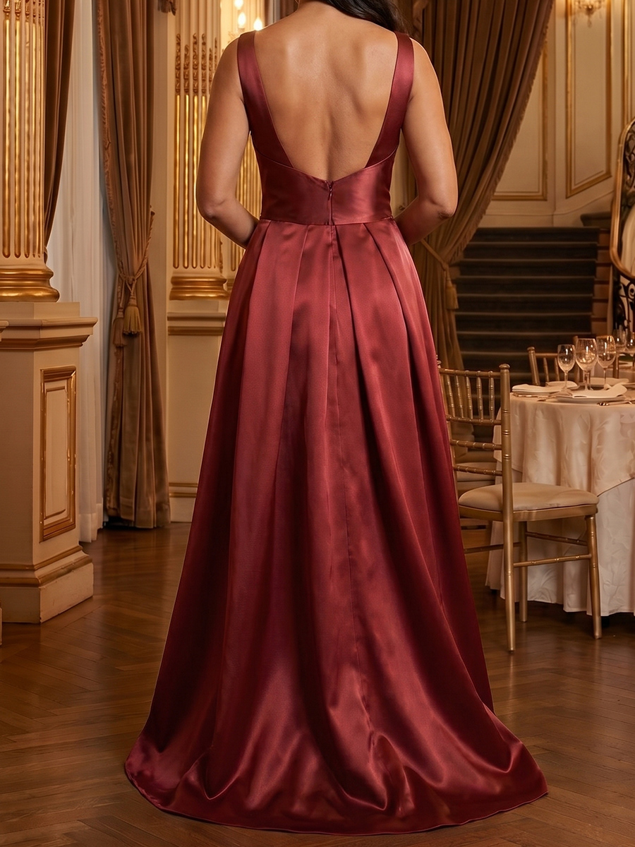 A-line/Princess One-Shoulder Floor-Length Satin Mother of the Bride Dresses