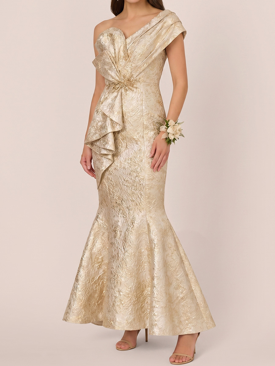 Trumpet/Mermaid One-Shoulder Ruffles Ankle-Length Satin Mother of the Bride Dresses