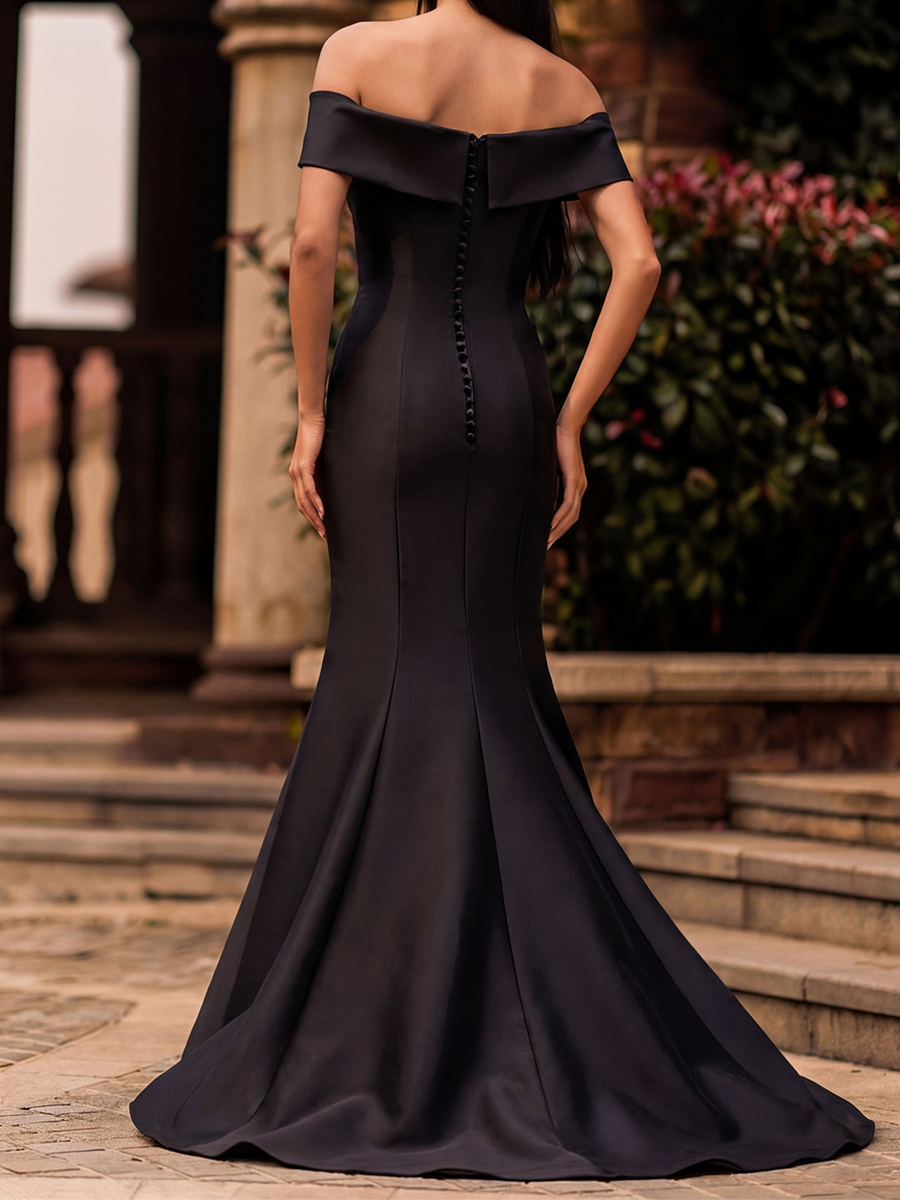 Trumpet/Mermaid Off-the-Shoulder Appliques Lace Sweep Train Charmeuse Mother of the Bride Dresses
