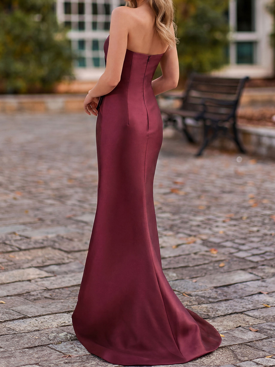 Trumpet/Mermaid Straight Bow Sweep Train Satin Mother of the Bride Dresses