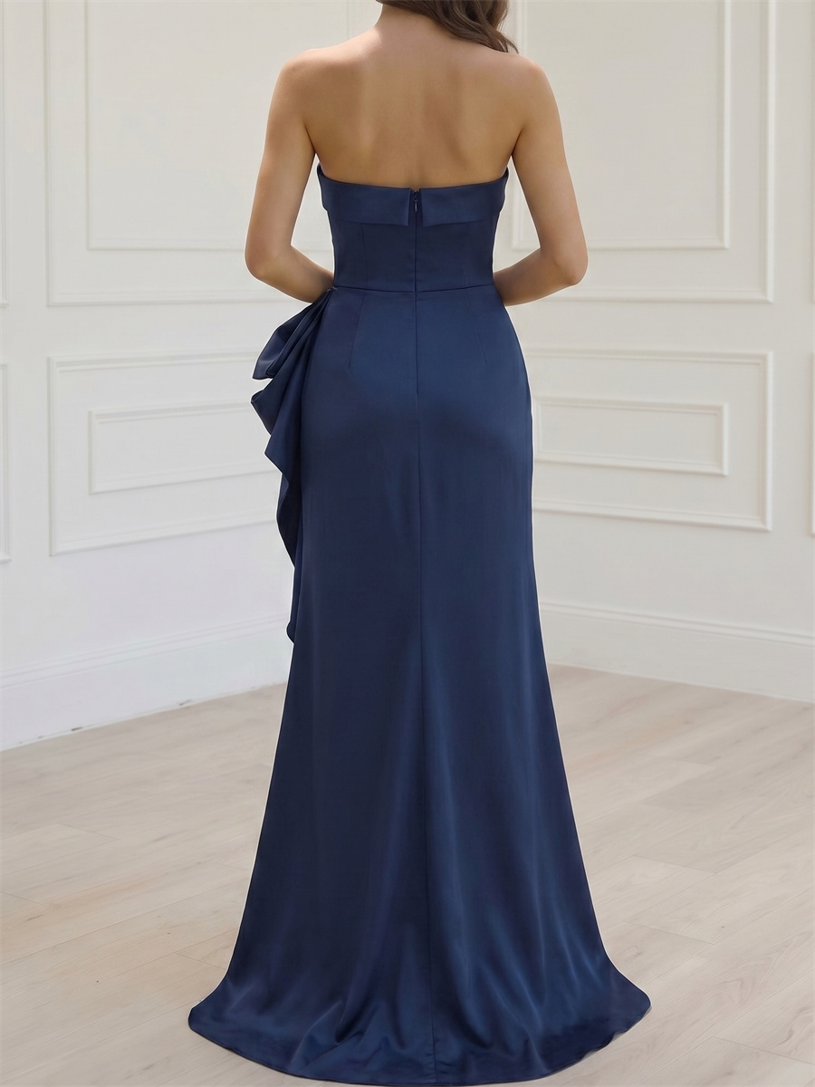 Sheath/Column Straight Bow Floor-Length Satin Mother of the Bride Dresses