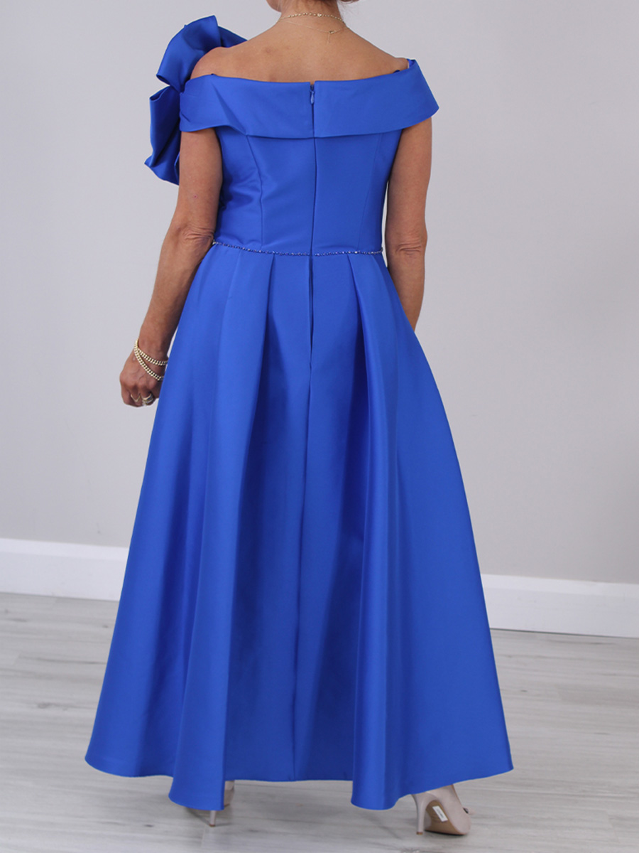 Sheath/Column Off-the-Shoulder Bow Ankle-Length Taffeta Mother of the Bride Dresses