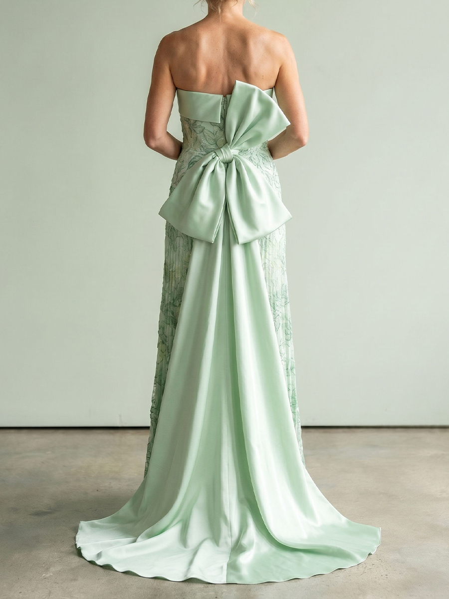 A-line/Princess Straight Bow Floor-Length Chiffon Mother of the Bride Dresses