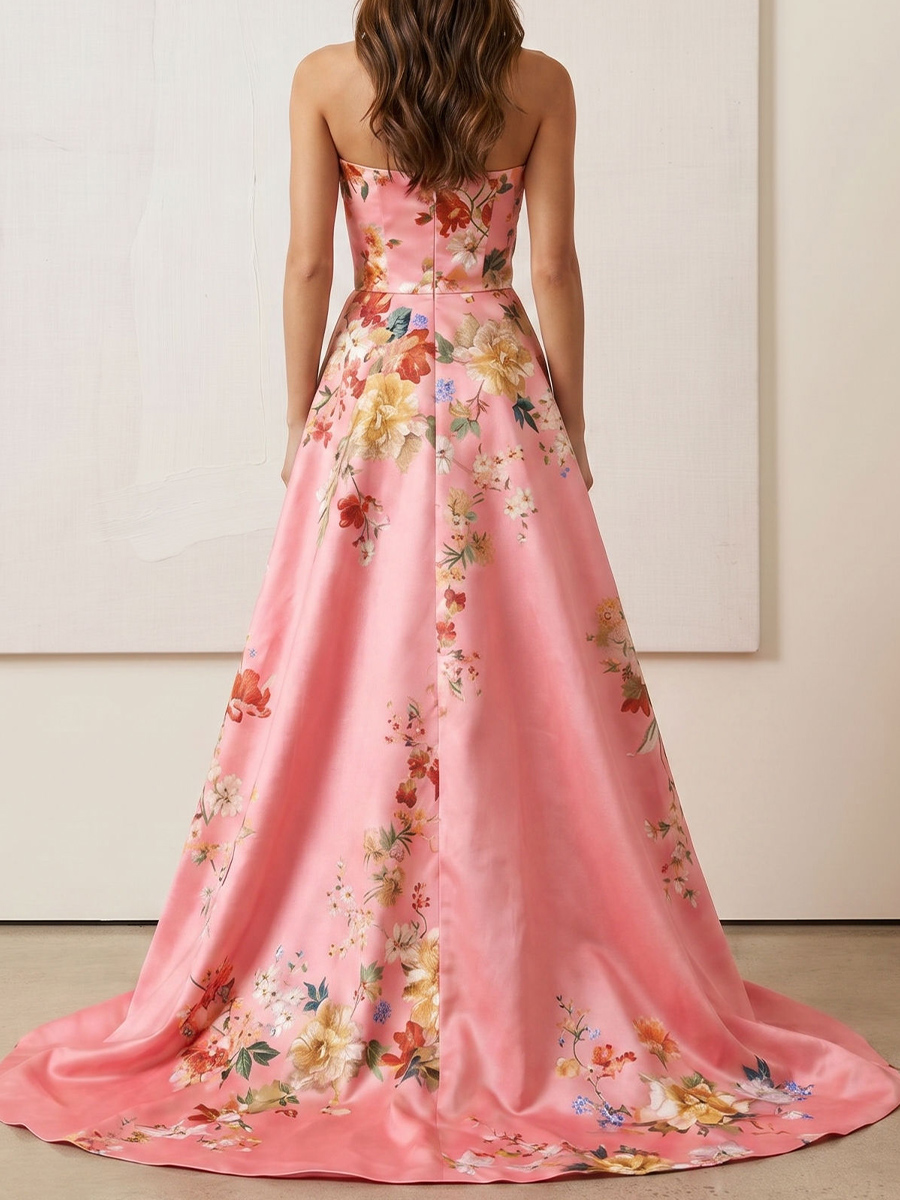 A-line/Princess Straight Flower Sweep Train Satin Mother of the Bride Dresses
