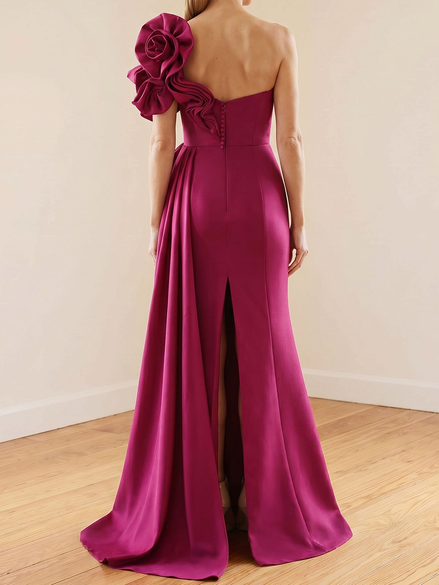 Sheath/Column Straight Flower Floor-Length Satin Mother of the Bride Dresses