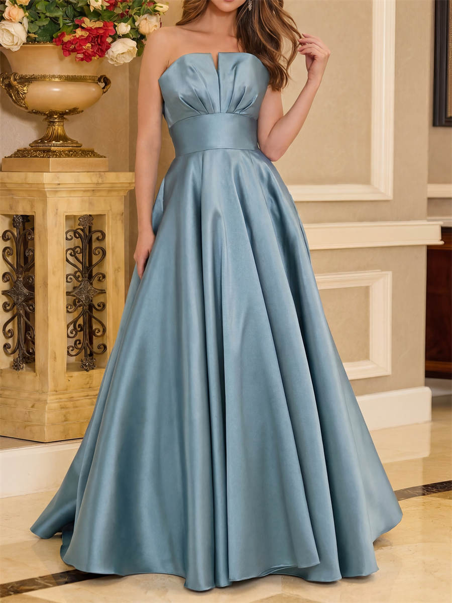 A-line/Princess Straight Pleated Floor-Length Satin Mother of the Bride Dresses