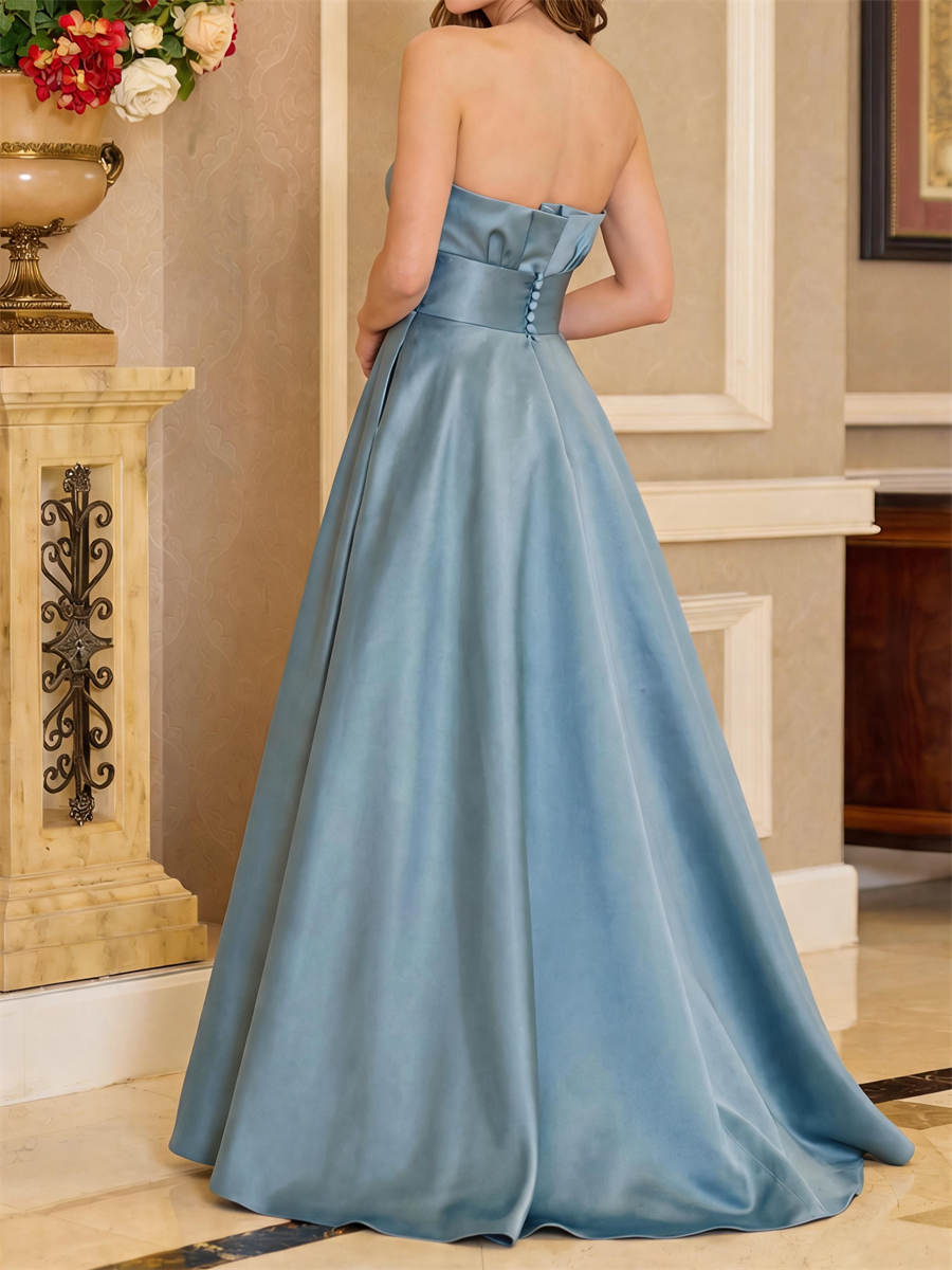 A-line/Princess Straight Pleated Floor-Length Satin Mother of the Bride Dresses