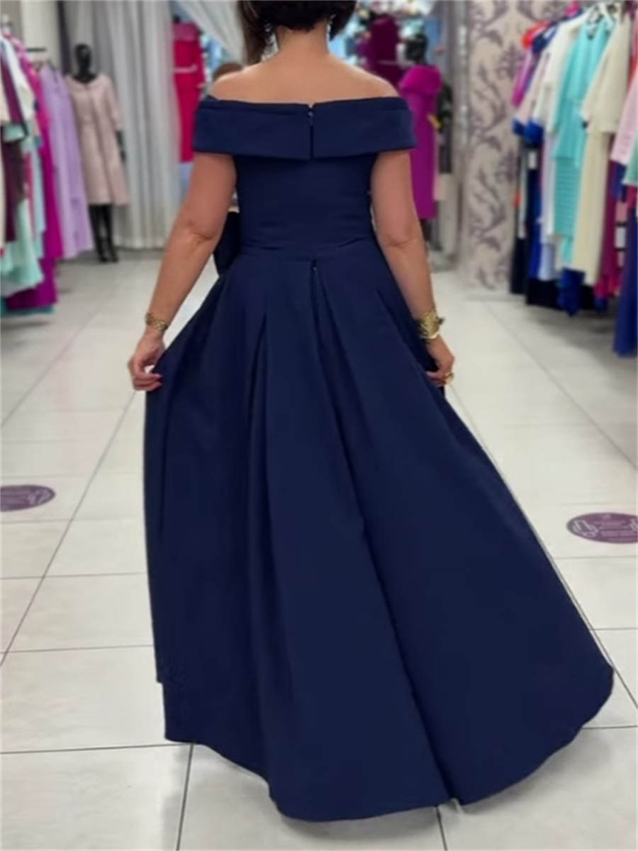 Sheath/Column Off-the-Shoulder Bow Ankle-Length Stretch Crepe Mother of the Bride Dresses