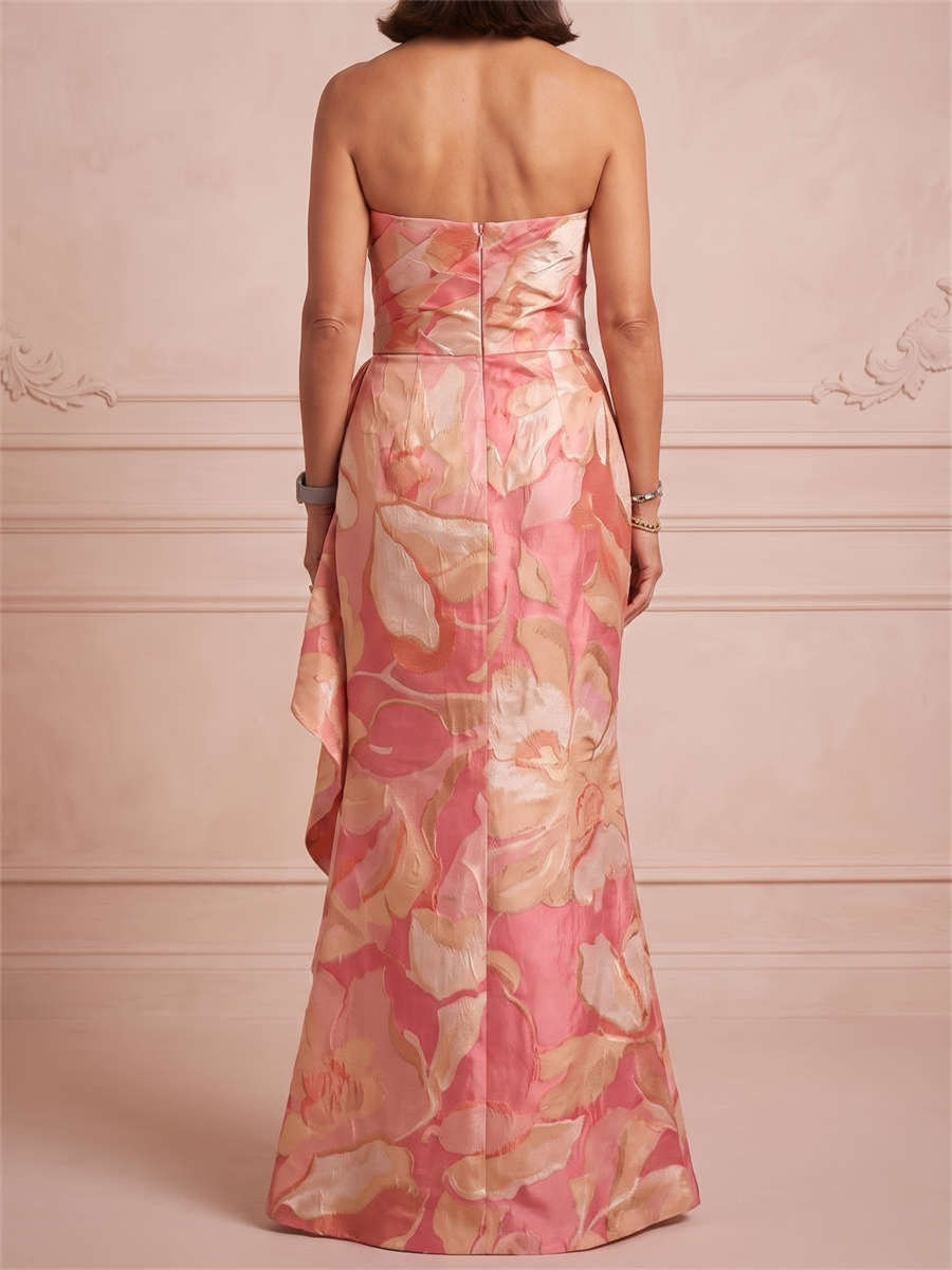 Sheath/Column Straight Pleated Floor-Length Satin Mother of the Bride Dresses