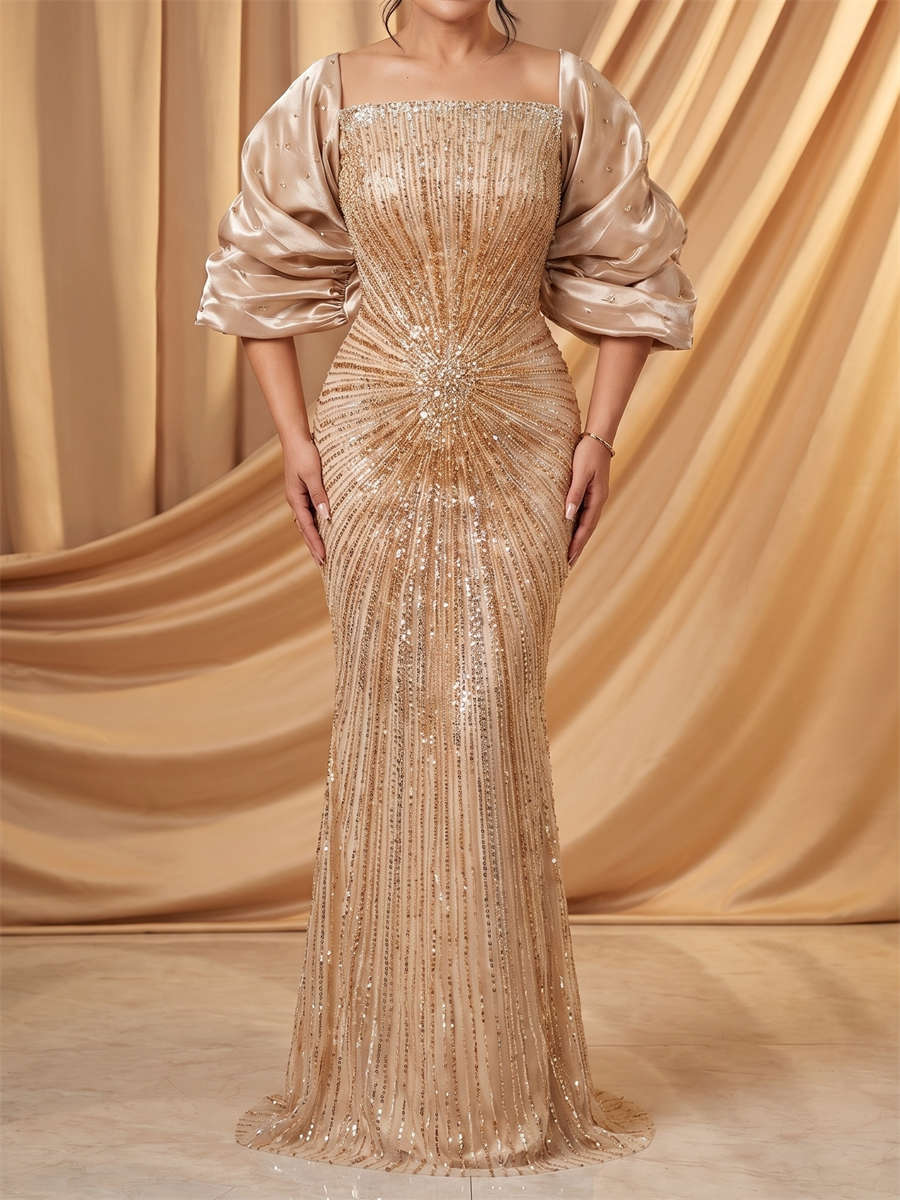Sheath/Column Straight Beading Floor-Length Mother of the Bride Dresses