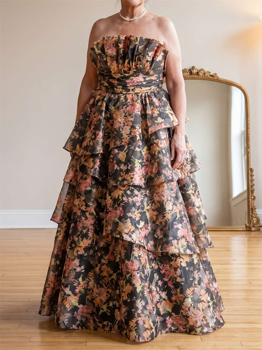 A-line/Princess Straight Cascading Ruffles Floor-Length Satin Mother of the Bride Dresses