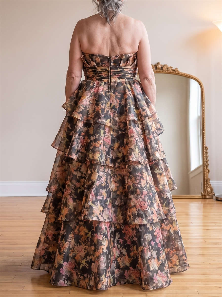 A-line/Princess Straight Cascading Ruffles Floor-Length Satin Mother of the Bride Dresses