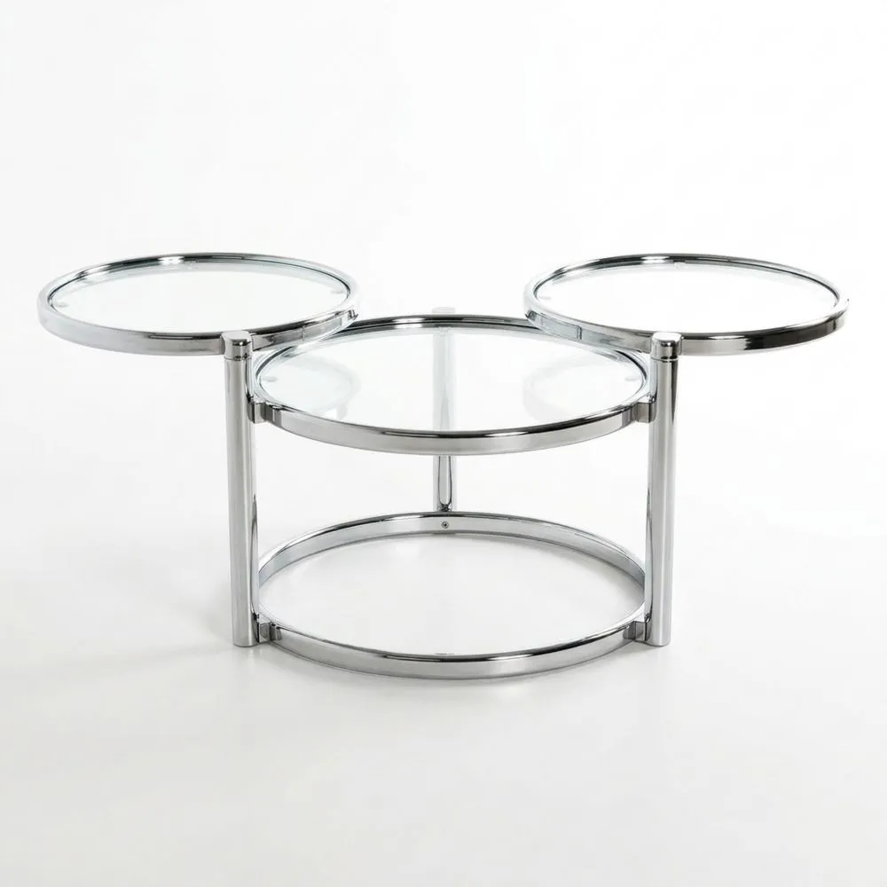 Mesa de Centro Moderna de Cristal y Metal, Extensible