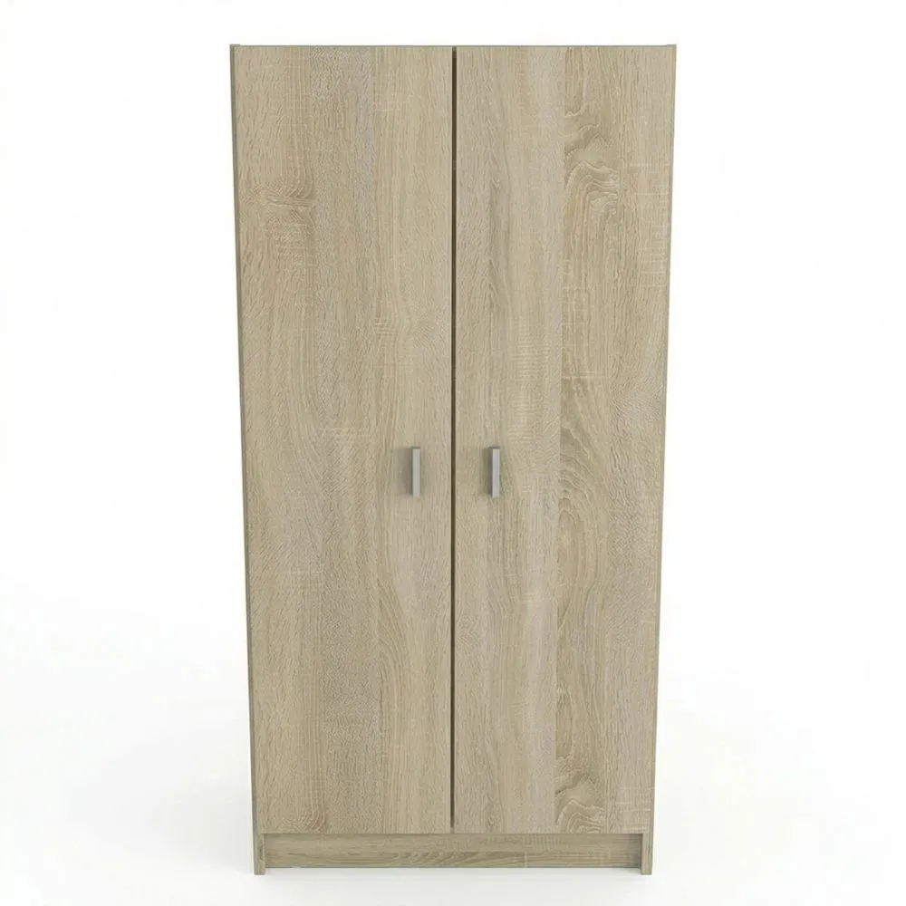 Armario de 2 puertas con estantes, funcional como zapatero o gabinete lateral, roble canadiense, dimensiones: 59 cm x 180 cm x 37 cm