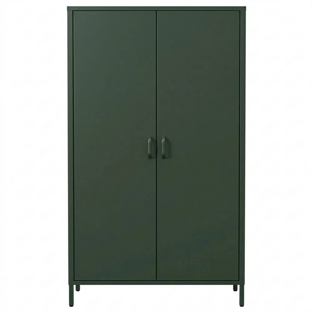 Armario Metálico para Dormitorio con Barra Colgante y Cierre Magnético