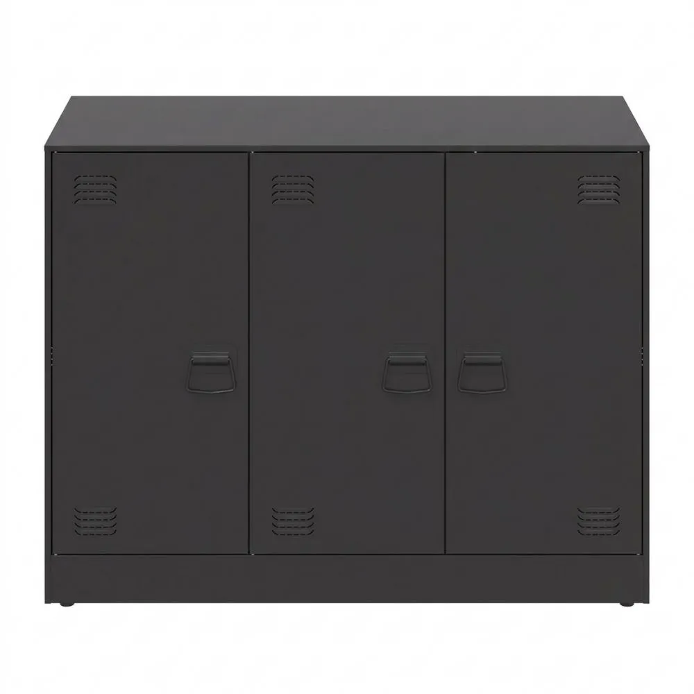 Armario Metálico Negro con Estantes y Puertas 99 x 39 x 73 cm